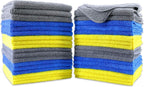 Premium Microfiber Cleaning Towel,16x16 in 36 Pack (Blue,Gray,Yellow)