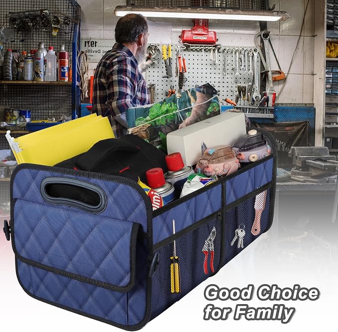 Car Trunk Organizer for SUV, Car Organizers and Storage with Reinforced Handles, Car Accessories for Women/Men 70L Waterproof Polyester Trunk Organizer(Large, Navy Blue)