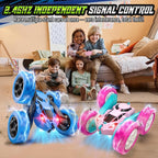 Remote Control Stunt Car for Kids, 360° Spinning Double-Sided RC Toy with Headlights, 4WD USB-C Rechargeable Vehicle for Boys Ages 6–12, Educational STEM Toy