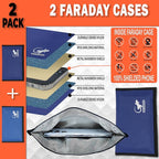 Faraday Bag for Phones & Key Fobs – RFID Shielding Privacy Pouch for Electronic Device Storage, Faraday Sleeve for Personal Data Protection (2 PACK - BLUES)