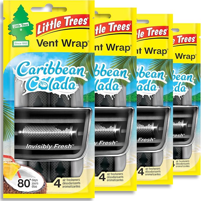 Car Air Freshener | Vent Wrap Provides Long Lasting Scent, Invisibly Fresh | Caribbean Colada, 16 Air Fresheners