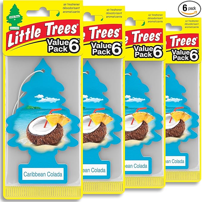 Car Air Freshener | Hanging Tree Provides Long Lasting Scent for Auto and Home | 24 Air Fresheners |Caribbean Colada