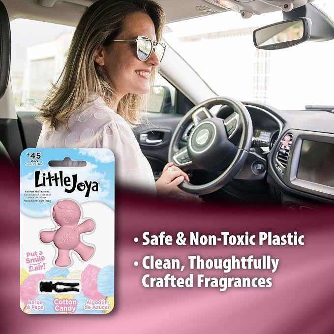 Little Joya 96017-6PK Cotton Candy Car Air Freshener Vent Clip Provides Long-Lasting Freshness in a Compact Design, Fights Odors for up to 45 Days, Cute Car Odor Eliminator, Non-Toxic, Pack of 6