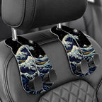 Purse Holder for Car, 2 Pack Heavy Duty Purse Hanger for Car, PU Leather Car Seat Hooks for Purses and Bags, Cute Wave Headrest Organizer for Handbags & Backpacks