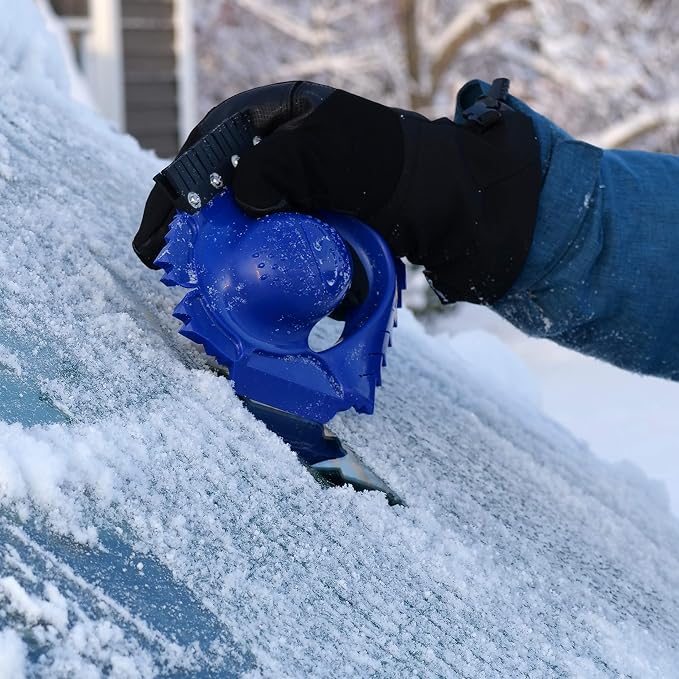 SJEG-DZ Ice Dozer Ice and Snow Scraper Tool | Squeegee Brush, Blue