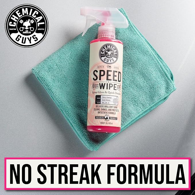 Speed Wipe Quick Detailer - High Gloss, Streak-Free Shine, Detail Spray for Cars, Trucks, Motorcycles, RVs, and More, Safe on Paint, Glass, Wheels, and Trim, Cherry Scent, 16 fl oz