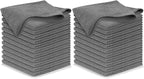 Microfiber Cleaning Cloth Grey - 24 Pcs (12.5"x12.5") - High Performance - 1200 Washes, Ultra Absorbent Microfiber Towel Weave Grime & Liquid for Streak-Free Mirror Shine - Car Washing Cloth