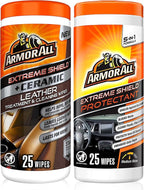 Ceramic Car Leather Cleaning Wipes, Use on Heated Seats and Leather Surfaces, Includes Ceramic Leather and Extreme Protectant Wipes - 2 Count