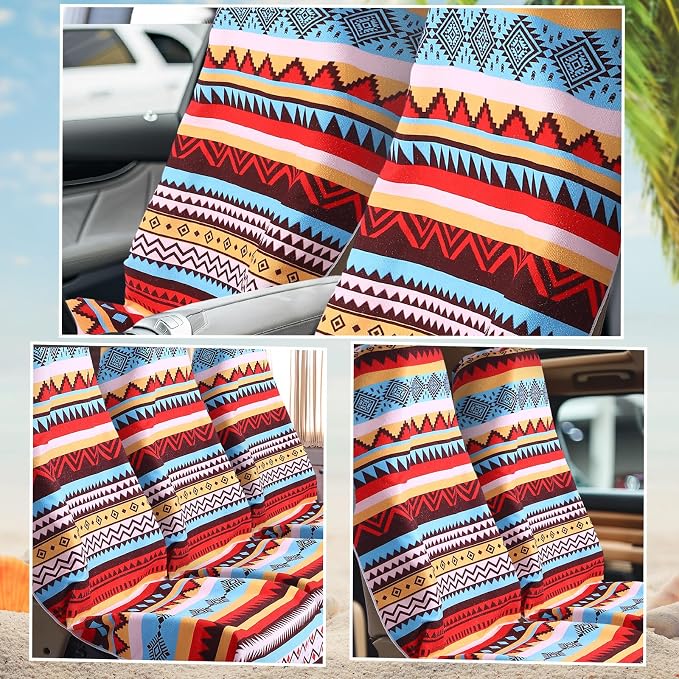 Car Seat Towel Covers Christmas Car Accessories Gifts Athletic Running Towel Performance Microfiber Post Workout Sweat Washable Cover Non Slip for Seat Outdoor Sport(Tribal)