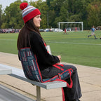 Heated Stadium Seat, Foldable, Lightweight with Carrying Strap, Foam Cushion for Comfort, Adjustable, Back Support, Multi-Functional Use As Stadium Seat or Seat Pad, Patriotic/Red