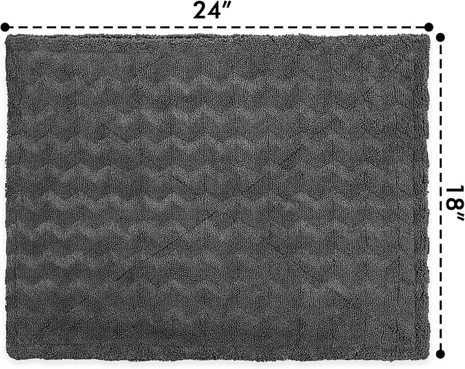 1000GSM Car Drying Towel 18"x24", Edgeless Double Twist Pile, Ultra Absorbent Microfiber Towel, Scratch-Free Lint-Free Streak-Free for Auto Detailing & Car Wash – Check Silver&Grey
