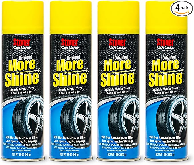 91044-4PK Original More Shine Tire Shine Spray – Tire Dressing Restores Deep Matte Black Finish with Long-Lasting Rain-Resistant Protection, Dry-to-Touch – 12 oz (Pack of 4)