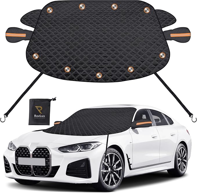 Windshield Snow Cover for Cars, SUVs & Trucks – Magnetic 5-Layer Waterproof Frost Shield | Ice Snow Protector | Winter Car Windshield Cover with Mirror Covers (61.8" x 49.6")