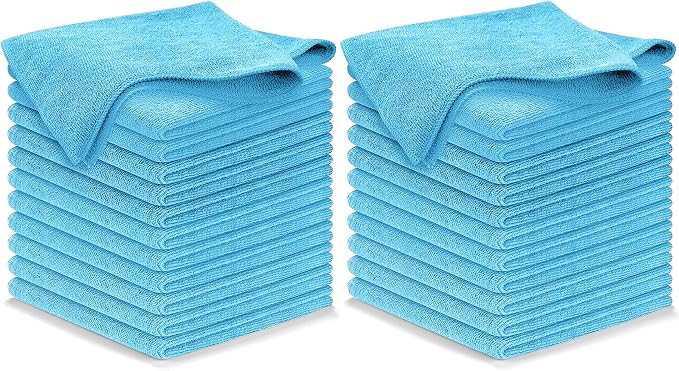 Microfiber Cleaning Cloth - Turq - 24Pcs (12.5x12.5 inch) High Performance - 1200 Washes, Ultra Absorbent Car Towel Traps Grime & Liquid for Streak-Free Mirror Shine - car Washing Cloth