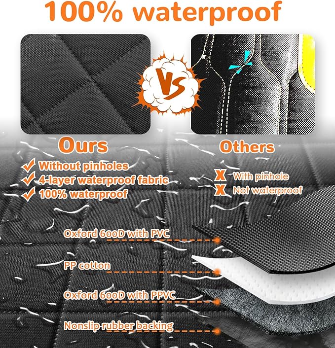 Dog Car Seat Cover for Front Seat, Waterproof Pet Car Seat Protector with Pocket & Elastic Skirt, Non-Slip Dog Bucket Seat Covers for Cars, Trucks & SUVs