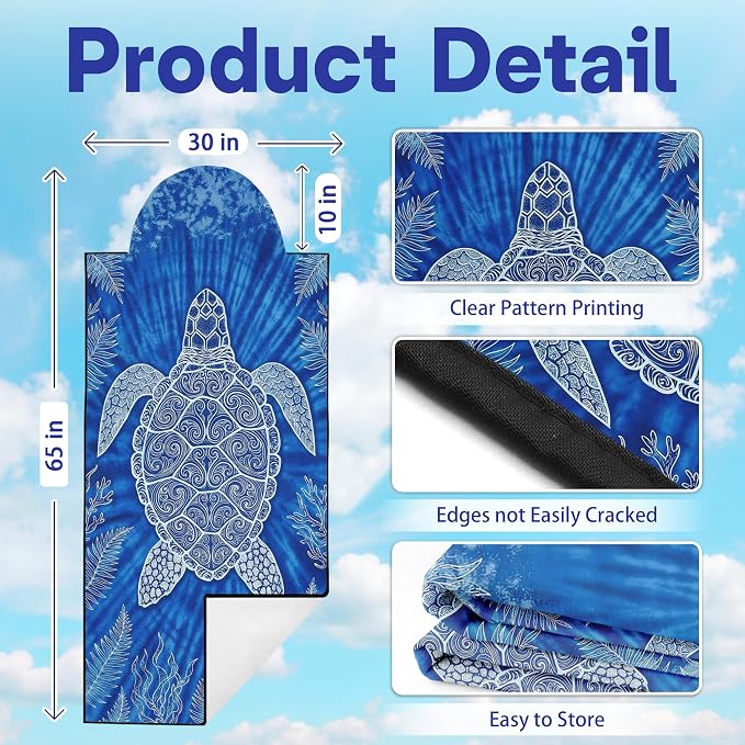 2 Pack Car Seat Towel Covers, Sweat-Proof Microfiber Seat Protectors for Gym, Running, Beach & Workout, Breathable Quick-Dry, Machine Washable, Blue Sea Turtle Print, Universal Fit