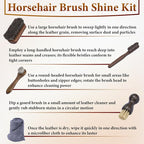 5 PCS Leather Brush Car Detailing, Horse Hair Brush, Car Cleaning Supplies, Car Interior Brush, Carpet Brush for Car Detailing, for Car Accessories Interior, Carpet, Upholstery, Furniture and Shoes