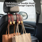 Purse Hook for Car Seat Headrest,Suede Car Purse Hook,Heavy Duty Car Hooks Organizer for Handbags,Grocery Bags & Backpacks,Universal Car Hooks for SUV Truck Interior (Red Leopard Print, Double hook)