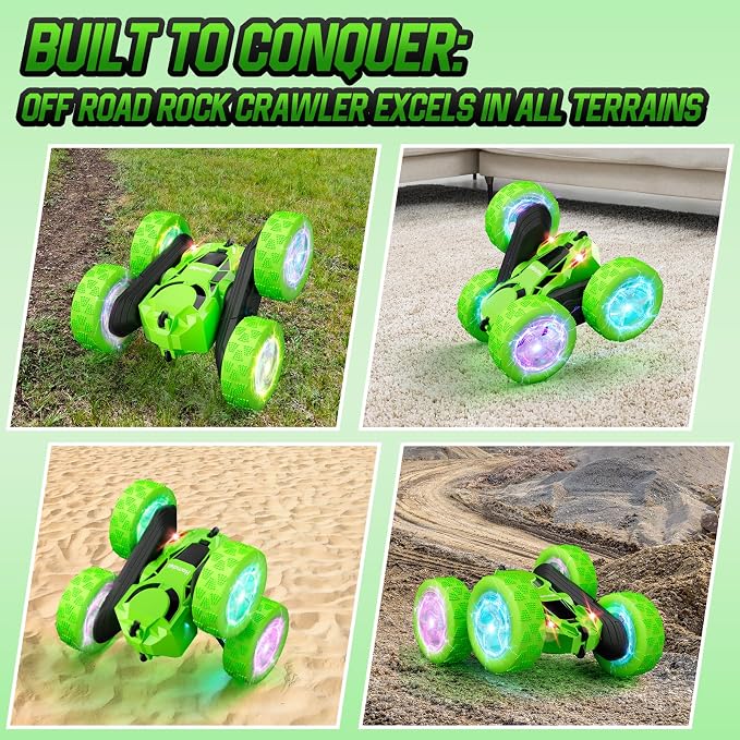 Remote Control Stunt Car for Kids, 360° Spinning Double-Sided RC Toy with LED Wheel Lights, 4WD Rechargeable Vehicle for Boys Ages 6–12, Educational STEM Toy & Valentines Gift