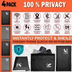 4 Faraday Bag Anti-Tracking GPS RFID Car Key Signal Blocker Wallet Shielding Pouch Protective Case for Cell Phone Car Key FOB, Data Privacy, Electronic Device Security (4 PACK - BLACK AND GRAY)