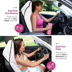 Waterproof Sweating Car Seat Cover for Post Gym Workout, Running, Swimming, Beach and Hiking, Universal Fit Anti-Slip Bucket Seat Protector for Cars, SUVs and Trucks, Machine Washable, White
