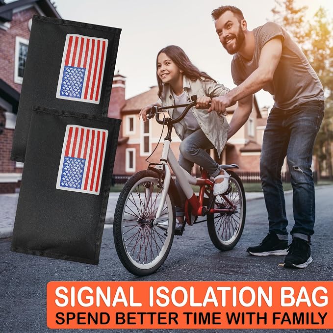 USA Flag Faraday Bag for Phones & Key Fobs – RFID Shielding Privacy Pouch for Electronic Device Storage, Patriotic American Flag Design Faraday Sleeve