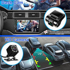 Double Din Car Stereo with Dash Cam,Compatible with Apple Carplay,Android Auto,7 inch Touch Screen Car Radio Receiver with Bluetooth, Mirror Link, Backup Camera, Navigation, FM, USB/TF/AUX