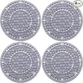 4PCS Bling Crystal Rhinestone Cup Holder Coaster, 2.75 inch Soft Silicone Anti-Slip Shockproof, Car Cup Holder Insert Coasters, Universal Car Interior Accessories for Women (Gray & White)