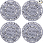 4PCS Bling Crystal Rhinestone Cup Holder Coaster, 2.75 inch Soft Silicone Anti-Slip Shockproof, Car Cup Holder Insert Coasters, Universal Car Interior Accessories for Women (Gray & White)