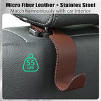 Car Seat Headrest Hook Universal Vehicle Storage Hanger Leather with Metal Car Seat Back Organizer for Handbag Purse Coat Brown 4 Pack