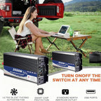 3500 Watt Power Inverter 12V DC to 220V AC Converter, RV Inverter, LED Display with 2 AC Outlets Dual Fans Radiating, for RV, Camp and Home, Electric Tool Pure Sine Wave Inverter (220V, 3500W 12V)