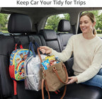 Car Headrest Hooks – 4-Pack Black, 13 lbs Capacity | Hang purses, coats, umbrellas & grocery bags. Universal fit for most headrests. ABS design keeps car tidy & clutter‑free.