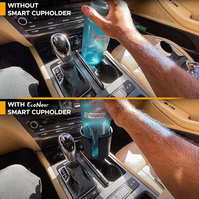 Car Cup Holder Expander | Fits 32/40 oz Hydro Flasks, Yeti, Nalgene & Large Bottles up to 3.8" | Universal Cup Adapter for Cars with 3.2" Holders – Black