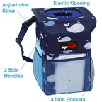 Waterproof Car Trash Can with Lid and Pockets, 1.8 Gal, Blue | Leakproof, Collapsible Multipurpose Car Bin with 3 Side Storage Pockets, Adjustable Straps