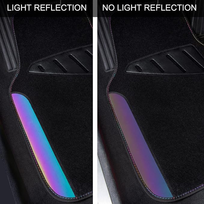 Chameleon Iridescent Reflective PU Leather&Waterproof Universal Carpet car Floor mats,Fit for 95% Suvs,Sedans,Vans,Trucks&Car Mat for Women(Reflective Color Change)