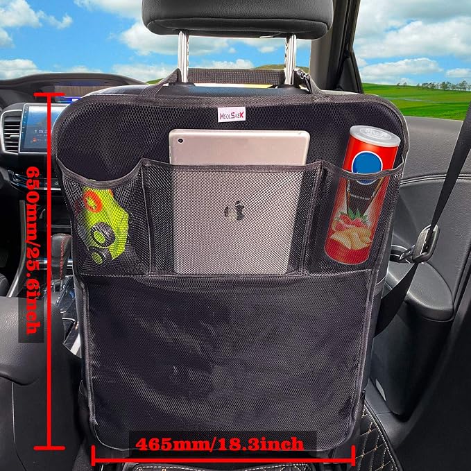 Kick Mats Back Seat Protector, Waterproof Oxford Seat Back Protector, Car Seat Back Protector for Kids, Back of Seat Protector for Kids Feet Car Seat (Black B -2pc)