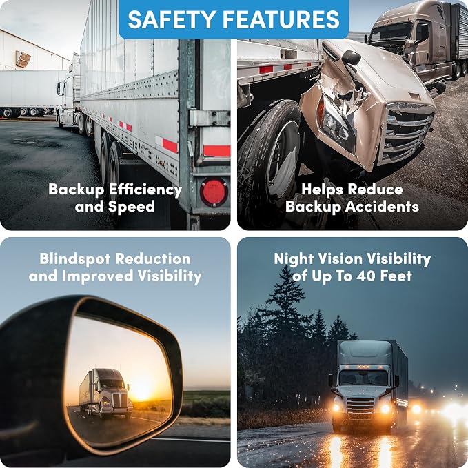 FalconEye 1080p Wired Backup Camera: 140° Wide Angle Rear View, 50ft IR Night Vision, 7” or 9” LCD Monitor, Loop Recording & G-Sensor - Stable, IP68 Weatherproof HD Dash Cam Monitoring System