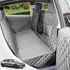 Dog Seat Covers for Tesla Model 3 & Y Back Seat with 2 Pack Door Protectors, 100% Waterproof Dog Hammock for Tesla with Mesh Window & Headrest Protection Prevents Scratches and Scuffs (Gray)