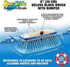 Premium Medium Wash 8" Brush Head W/Bumper - Dual Connections Fit Either Standard 3/4" Threaded Poles or Extend-A-Brush Handles (Medium) (Blue) (040162)