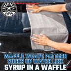 Waffle Weave Gray Matter Microfiber Drying Towel 2 Pack, Huge Car Drying Towels for Faster Coverage on Paint, Glass, Wheels, and Trim, Streak Free Drying for Cars, Trucks, and SUVs