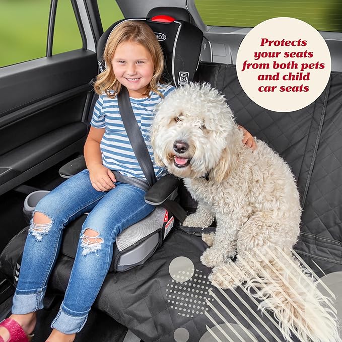 Dog Car Seat Cover for Back Seat - Tan, Universal Fit - Waterproof & Non-Slip Oxford Fabric Cover - Protector for SUV & Truck - Pet Travel Accessory