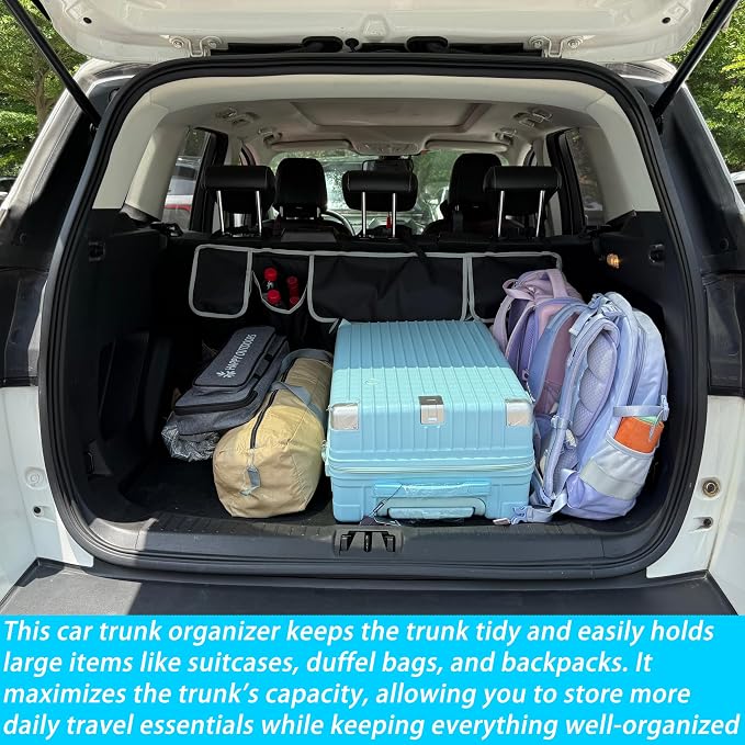 Car Trunk Organizer, Large Capacity Car Storage Bag with 4 Pockets, | Collapsible Backseat Organizer for SUV/MPV/Truck, 40.16" x 11.02"