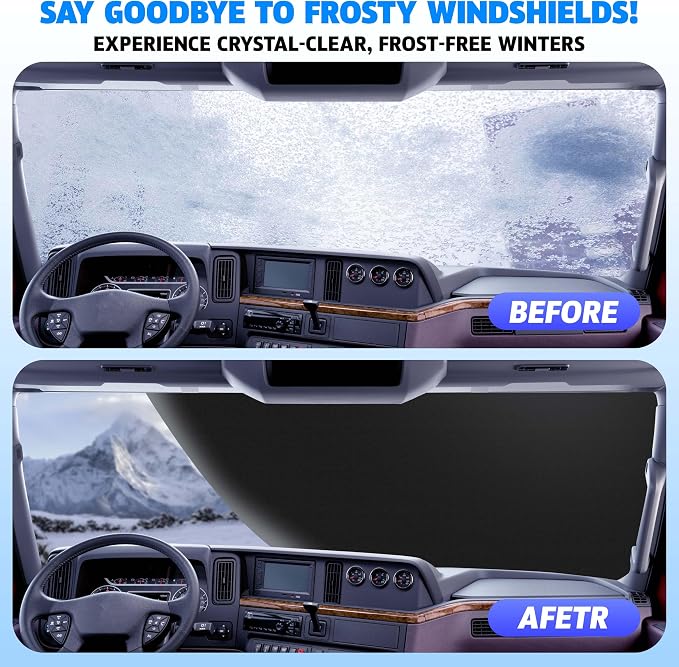 Windshield Cover for Ice and Snow | Oxford Fabric Windshield Cover for SUV, Sedan, Coupe & Hatchback | Protection from Snow, Ice & Frost | Winter Car Accessories