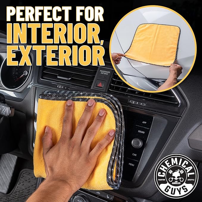 Professional Grade Premium Microfiber Towels for Cars, Gold, 16" x 16", Ultra-Soft and Scratch-Free Car Detailing Cloths for Trucks, Motorcycles, and More - 3 Pack