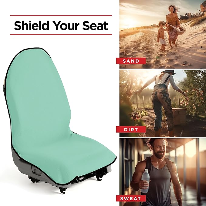 Waterproof Seat Cover, Sweating Towel for Post Gym Workout, Running, Swimming, Beach and Hiking, Universal Fit Anti-Slip Seat Protector for Cars, SUVs and Trucks, Machine Washable, Mint Green