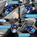 Waterproof Car Trash Can with Lid and Pockets, 1.8 Gal, Blue | Leakproof, Collapsible Multipurpose Car Bin with 3 Side Storage Pockets, Adjustable Straps