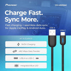 3.25 FT USB A to USB C Cable for CarPlay & Fast Charging Phone Charger Cord– Durable Braided Nylon Car Charger Cord Type C with Blue LED for iPhone, Android, Wired Apple CarPlay & Android Auto
