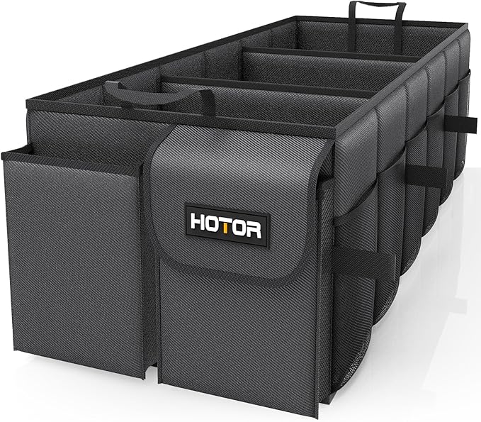 Trunk Organizer for Car - Car Organizer, Foldable Trunk organizer for SUVs & Sedans, Sturdy Organization for Car Accessories, Tools, Sundries, Black, 3 Compartments, 31.9"×12.6"×10.6"