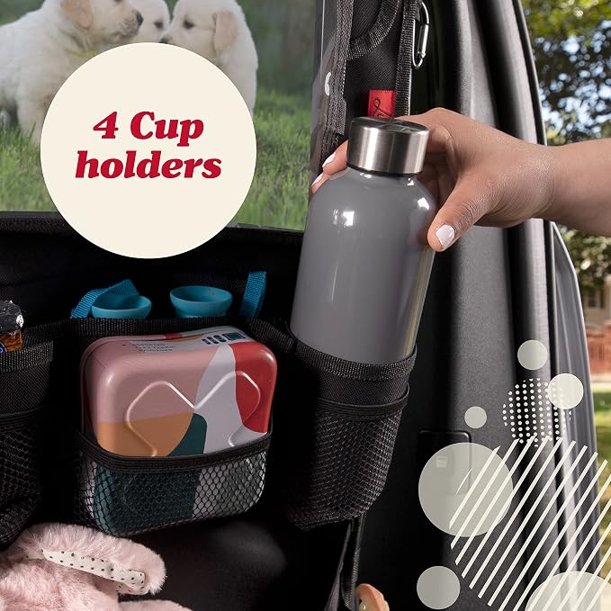 Heavy Duty Back Seat Car Organizer Extra Large for Protection, Sag Proof & Reinforced Corners, Protects iPad & Backseat, 12 Versatile Car Seat Organizer Storage Compartments (Gray)