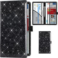 Car Registration and Insurance Card Holder, Vehicle License Document Glove Box Compartment Organizer, Interior Car Accessories for Women Men (Glitter Black)